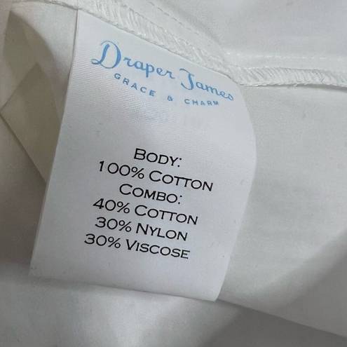 Draper James NWT  Bessie white lace trim button down shirt Sz 4