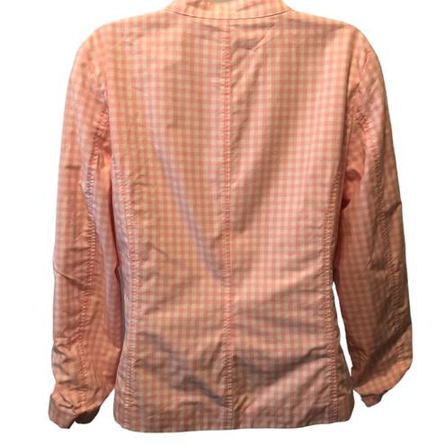 Tommy Hilfiger  Pink Gingham Check Lined Golf Jacket Sz. L Pockets Button Up