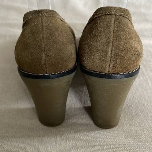 Tommy Hilfiger  Suede Chunky Pumps with Tassels‎ Olive Green Size 5.5M