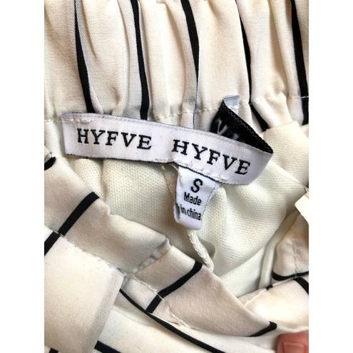 HYFVE Front-Tie White/Black Striped Paper Bag Pants