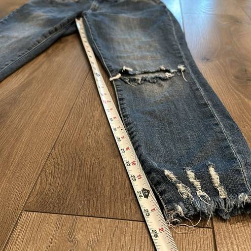 One Teaspoon  High Waist Free Bird Fitted Distressed Stretch Blue Jeans Size 28