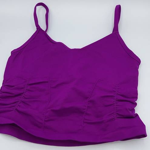 Free People NEW!  Movement GOOD KARMA XS/S Ruched Cropped Tank Top VIVID VIOLET