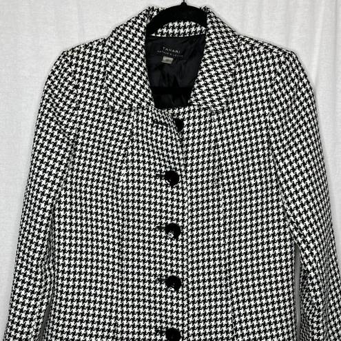 Tahari Hounds Tooth Lined Mid Length Coat Black and White Size 6 Women