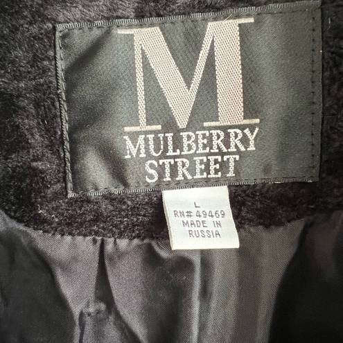 Mulberry Vintage  Street Black Coat Soft Giraffe Print Button Front Jacket Size M