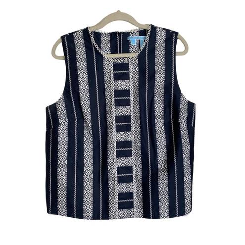 Draper James  Lacey Striped Top Navy Size 14 Tank Eyelet Lace