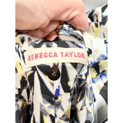 Rebecca Taylor  Grey Panel Prism Print Silk Mini Dress Multicolor Women's Size 2