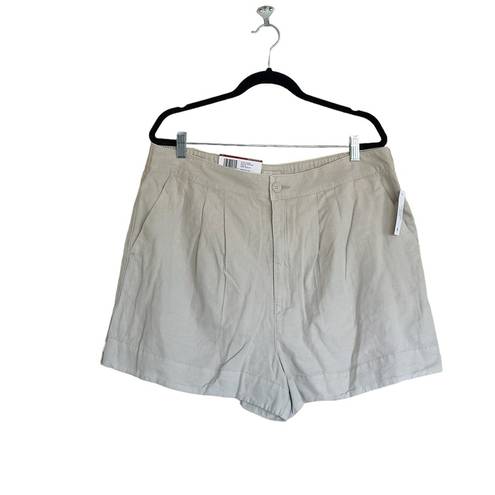 Joie NWT  Pleated High Rise Short In Color Rainy Day Cotton / Linen Blend XL