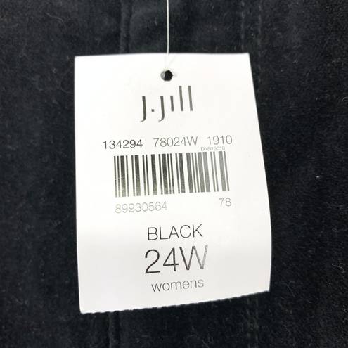 J.Jill  Jeans Women's Size 24W Straight Leg Velour Black Elastic Back NWT