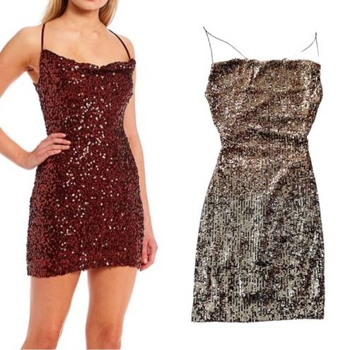 B Darlin B. Darlin Ombré Sequin Cowl Neck Bungee Strappy Back Mini Dress Size 1/2 NWT