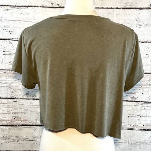 Edge GREEN ENVELOPE Cropped Rough  Top w Single Button Closure Olive Green-S