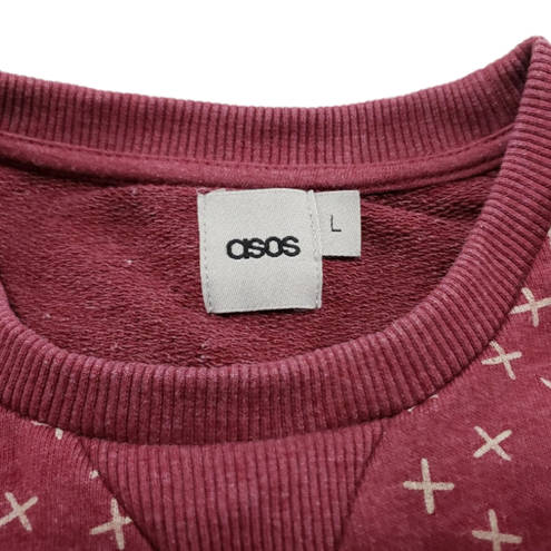 ASOS  Sweatshirt Size Large Women's Crew Neck Pullover Sweatshirt Red 