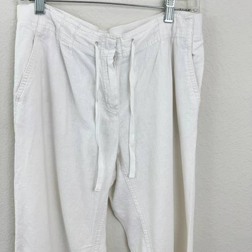 J.Jill  Women's Linen Blend Wide Leg Crop Pants White Size 8