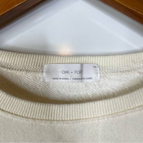 Oak + Fort  Cream Balloon Sleeves Cropped Sweatshirt Size Large