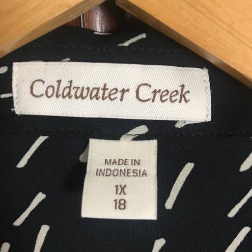 Coldwater Creek  Black White Button Front Blouse Top Women Size 1X 18