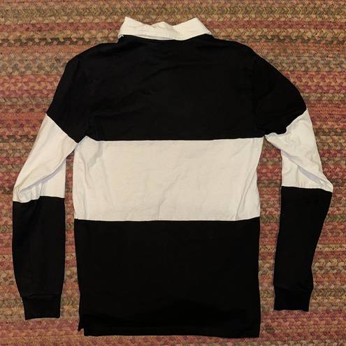 Polo HARVARD UNIVERSITY AUTHENTIC BLACK & WHITE COLOR BLOCK  LONG SLEEVE TEE