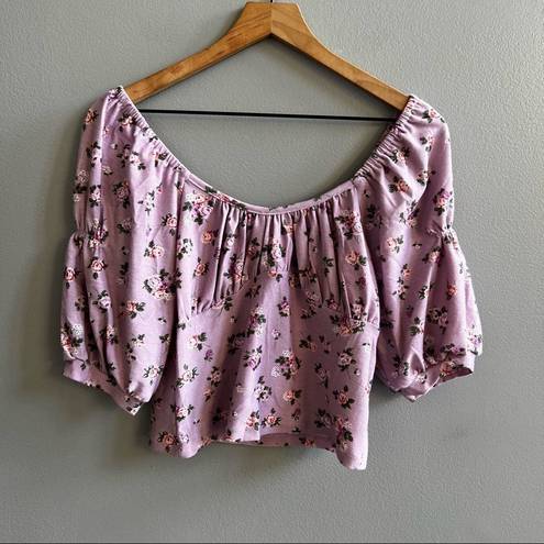 Roommates  Floral Crop Top Mauve Pink Purple Large NWT