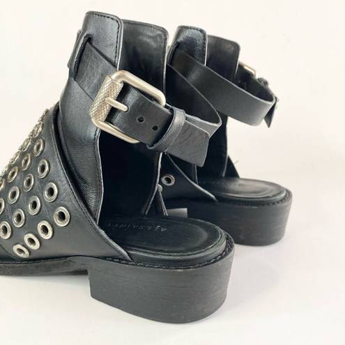 All Saints Yannis Black Leather Mule Ankle Strap Buckle Boots Bootie Size 37