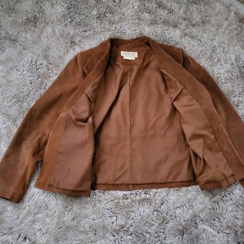 Bloomingdales Margaret Godfrey  Vintage Suede Camel Brown Blazer Size 10 Petite