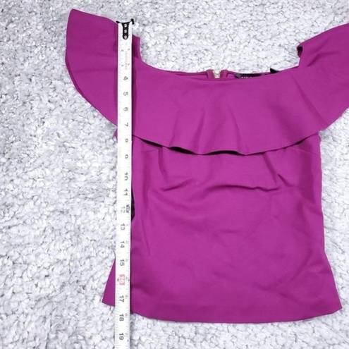 Ted Baker  Frill Detail Bardot Top Ruffle Purple NWT Ted Size 0 US Women's 2