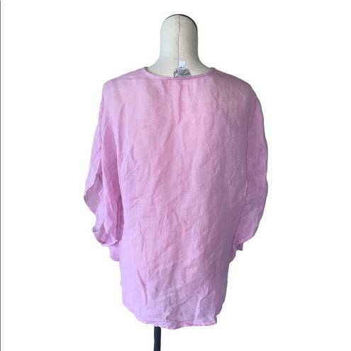 Chico's NWOT CHICO’S Embroidered Poncho Lilac Linen Cotton S/M