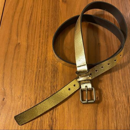 Gap  Gold Leather Belt Foil Metallic Small