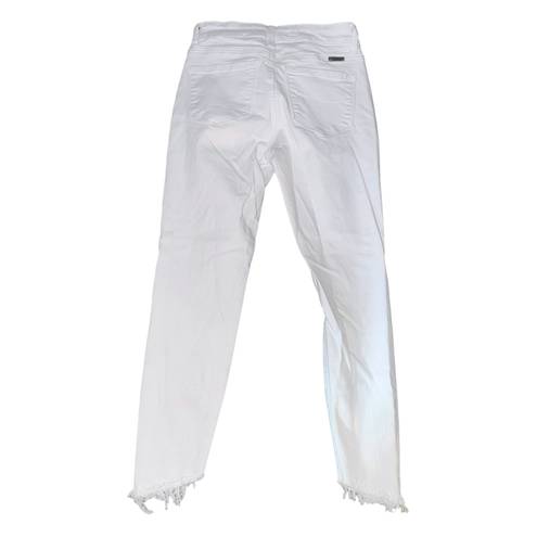 KanCan USA KanCan White Distressed Frayed Hem Cropped Skinny Jeans 