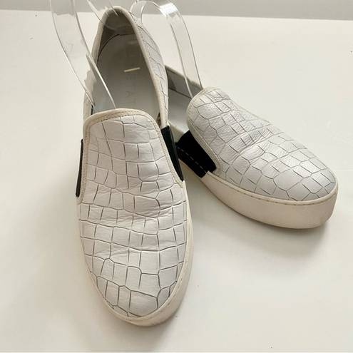 1. State  Waylan White Croc Leather Slip On Platform Sneaker Shoes 8.5