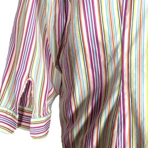 Ralph Lauren Lauren  Shirt Vertical Rainbow Stripes 3/4 Sleeves XL