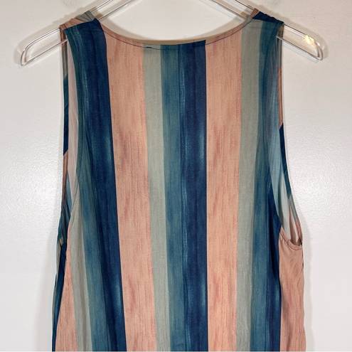 Vix Paula Hermanny  vertical striped Ombre tie dye v neck sleeveless blouse sz L