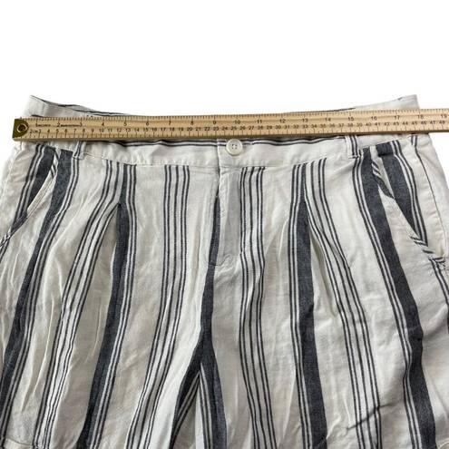 Torrid  Womens Size 12 Cream and Black Striped Hi-Rise Linen Shorts Rolled Cuffs