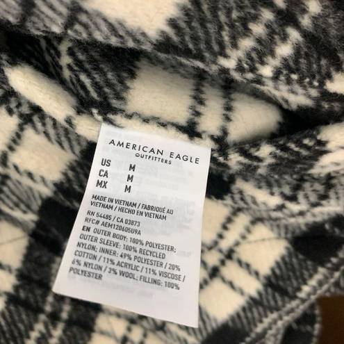 American Eagle Reversible Women’s Puffer Jacket Black Plaid Size Medium