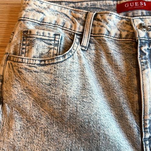 Guess  Acid Washed High Waist Wide Leg Cropped Raw Hem Women's Jeans Size 8/29