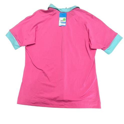 Polo NWT GG Blue Women's XL Pink & Aqua Blue 1/2 Zip Golf 