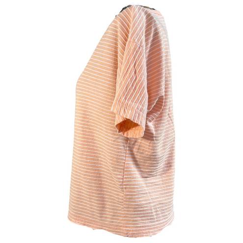 Marine layer  Cropped Textured Stripe Crew Neck Top Peach Size Small