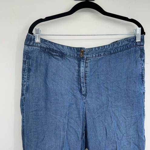 J.Jill  Denim Tencel Linen Cuffed Ankle Straight Leg Jean Pants Size 12