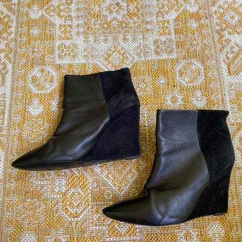 All Saints Manifesto booties black leather suede