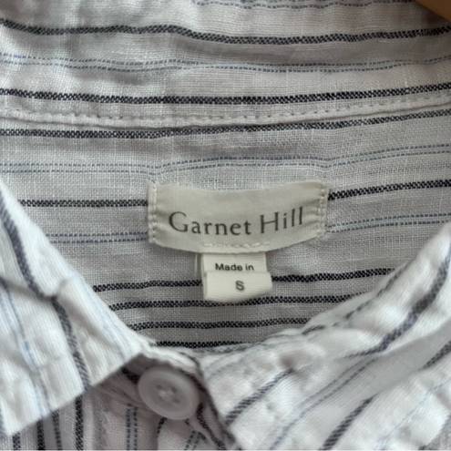 Garnet Hill  White & Blue Striped Linen Button Down