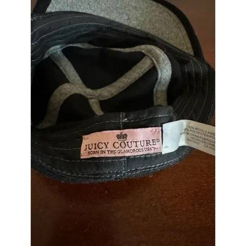 Juicy Couture  Military Cadet Newsboy Hat Cap Black Wool Gold Button y2k