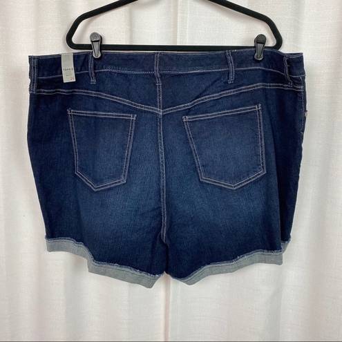 Torrid  Hi Rise Dark Wash Troubadour Button Fly Shorts Sz.26W NWT