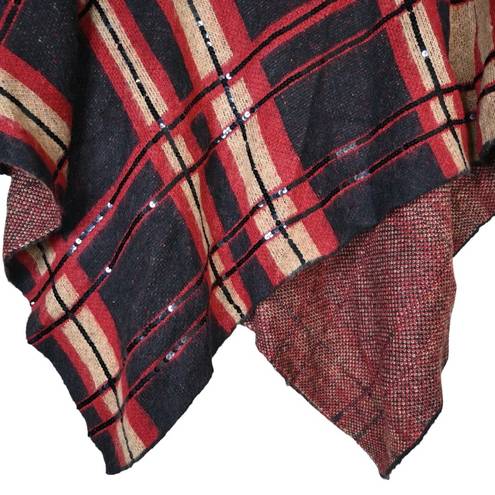 Chico's  Plaid Embellished Cowl Neck Poncho