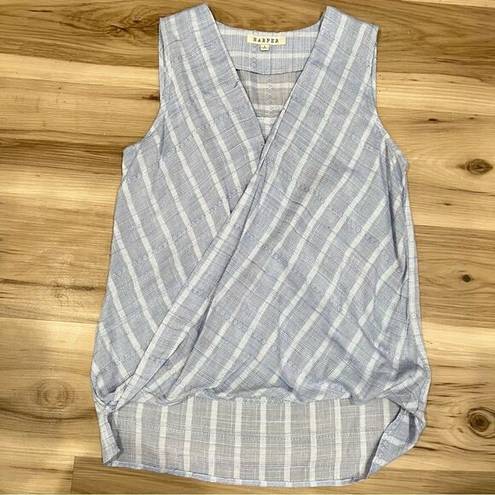 Harper  Hilow Hem Blue White Tank Top Women’s Small