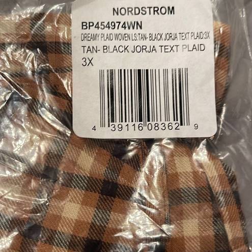 BP  Nordstrom NWT Crop Top Tan Black Jorja
Text Plaid Dreamy Smocked Sz 3X NEW