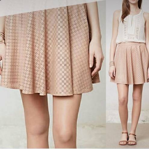 Sunday in Brooklyn Anthropologie  Laser Cut Astral Swing Skirt Blush Pink