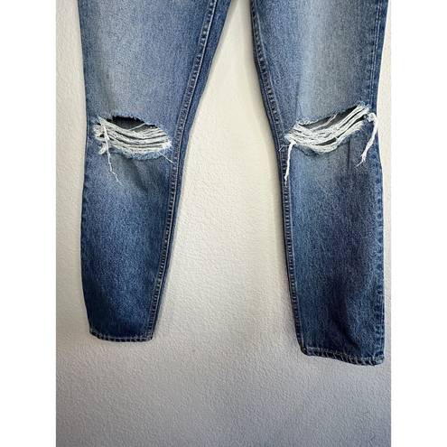 GRLFRND Denim Karolina High Rise Distressed Blue Jeans Slim Straight Size 27 NWT