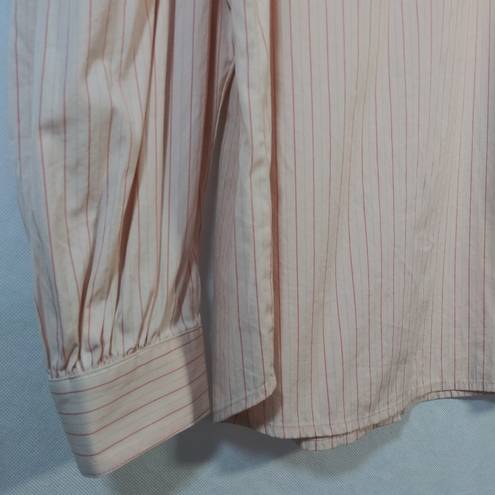 Treasure & Bond  Pink Stripe Puff Sleeve Button Back Long Sleeve Top Size M