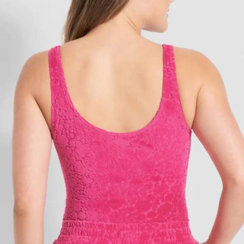 Modcloth  I Want Velour Velour Velour Bodysuit Floral Texture Fuchsia Hot Pink M