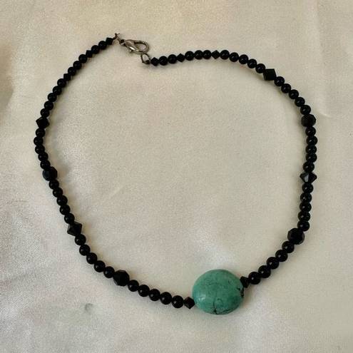 Onyx  and turquoise choker necklace