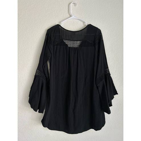 l*space L* Bloomfield Swim Cover Up Tunic Cotton Dress Black Size Large Beach Pool