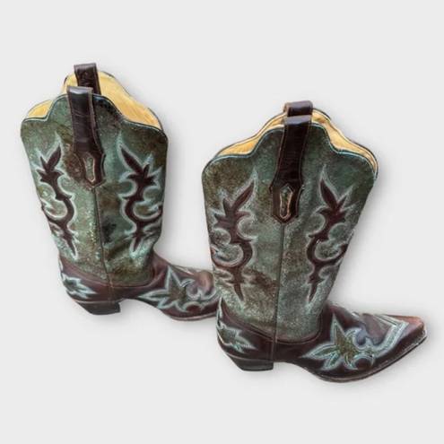 Corral Turquoise Inlay Leather Cowboy Boots