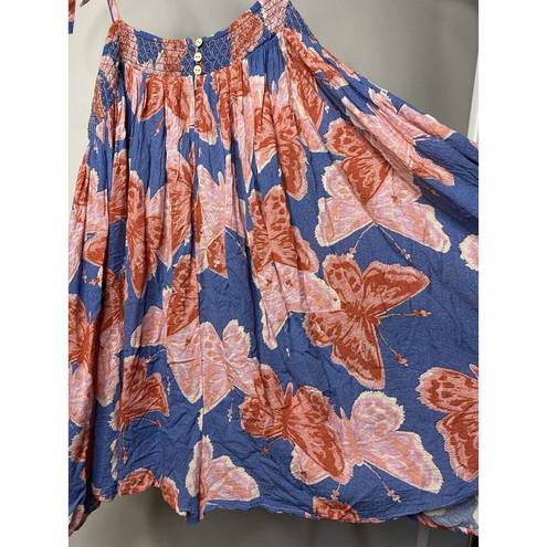 Free People  Rule The World Romper Monarch Combo Blue Pink Butterflies Large